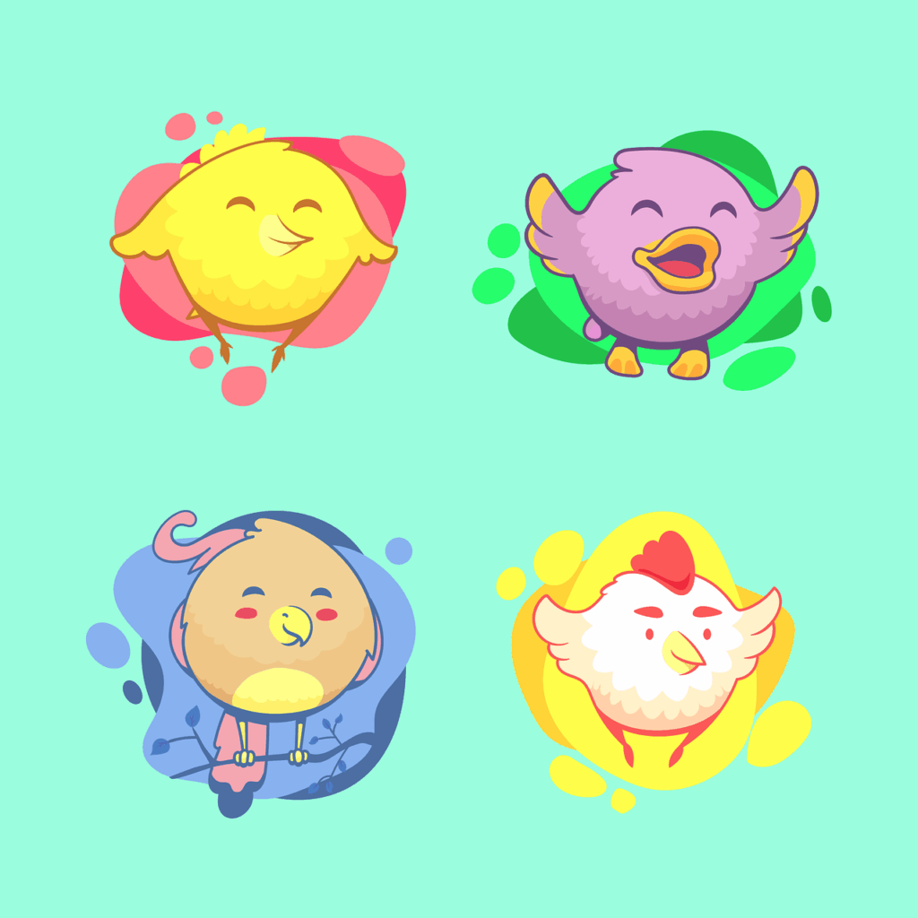 birds, chick, chicken, nature, cute, parrot, duck, sticker